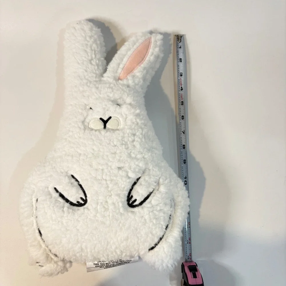 White Sherpa Bunny Rabbit Decorative Throw Pillow Plush Accent 15 Inch